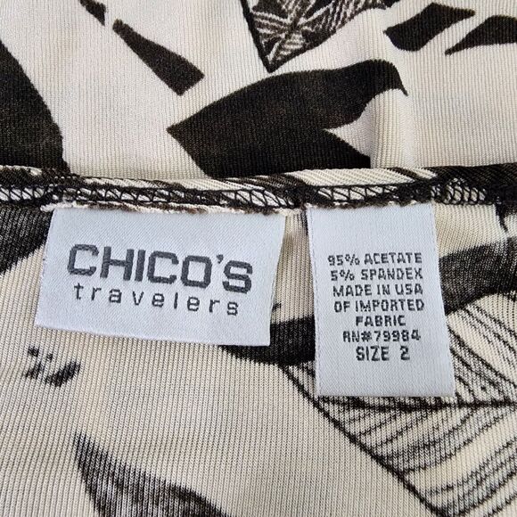 Chico's Travelers Top Size 2 Large Brown Tan 3/4 Sleeve Slinky Knit Pullover - Picture 6 of 7